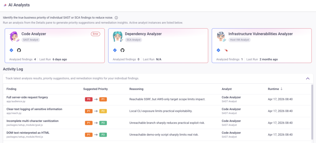 AI Analysts Seemplicity Dashboard