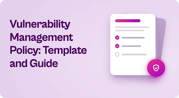 Vulnerability management policy template outline showing scope, roles, scanning, remediation SLAs, and exceptions.