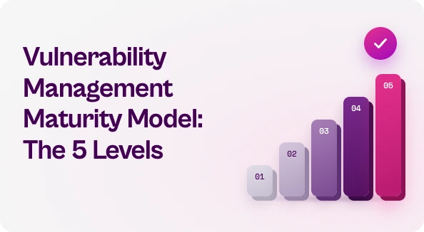 Vulnerability management maturity model diagram showing five ascending levels from Initial to Optimizing.
