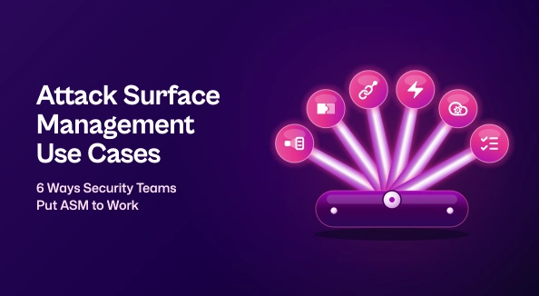 Title "Attack Surface Management Use Cases" beside a fanned-open multi-tool with six glowing tips, one icon for each ASM use case.