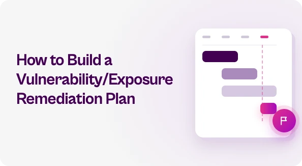 Flowchart of a vulnerability/exposure remediation plan, from consolidated findings to owner, SLA, fix and verified closure.